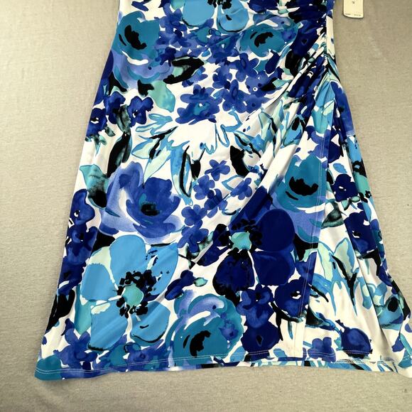 NEW Lauren Ralph Lauren NWT Dress 16 Floral Career Blue - Picture 3 of 10